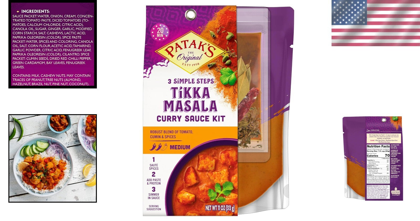 Easy 3-Step Tikka Masala Curry Sauce Kit with Premium Ingredients - 66 oz Total