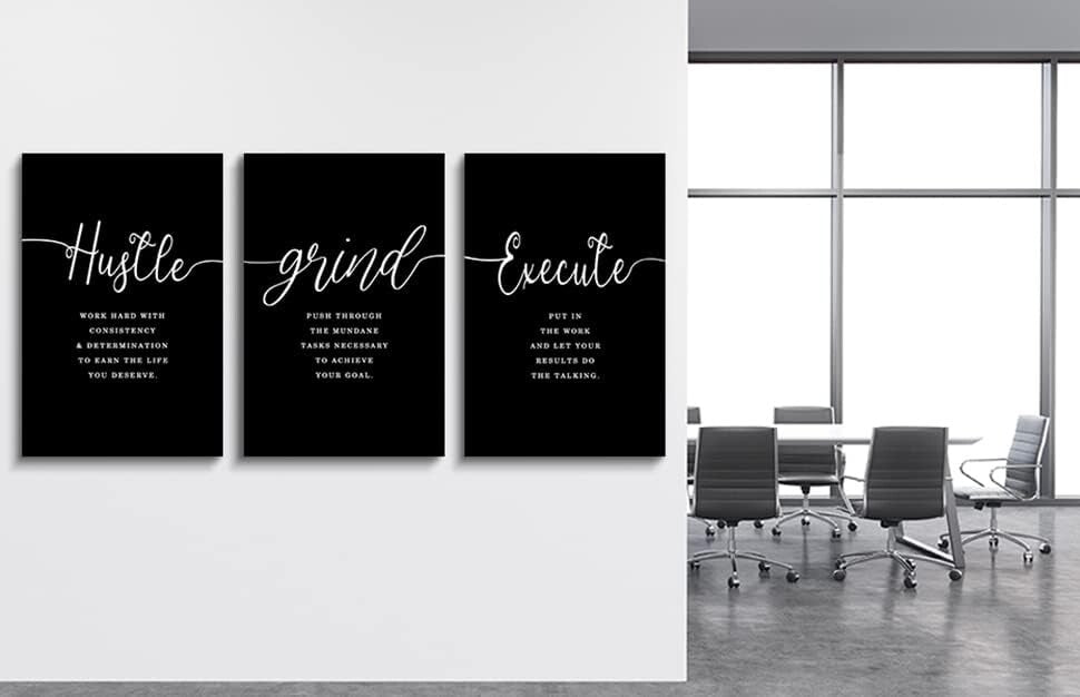 Durable Modern Canvas Art Set - Motivational Quotes for Office & Home (3 pcs)