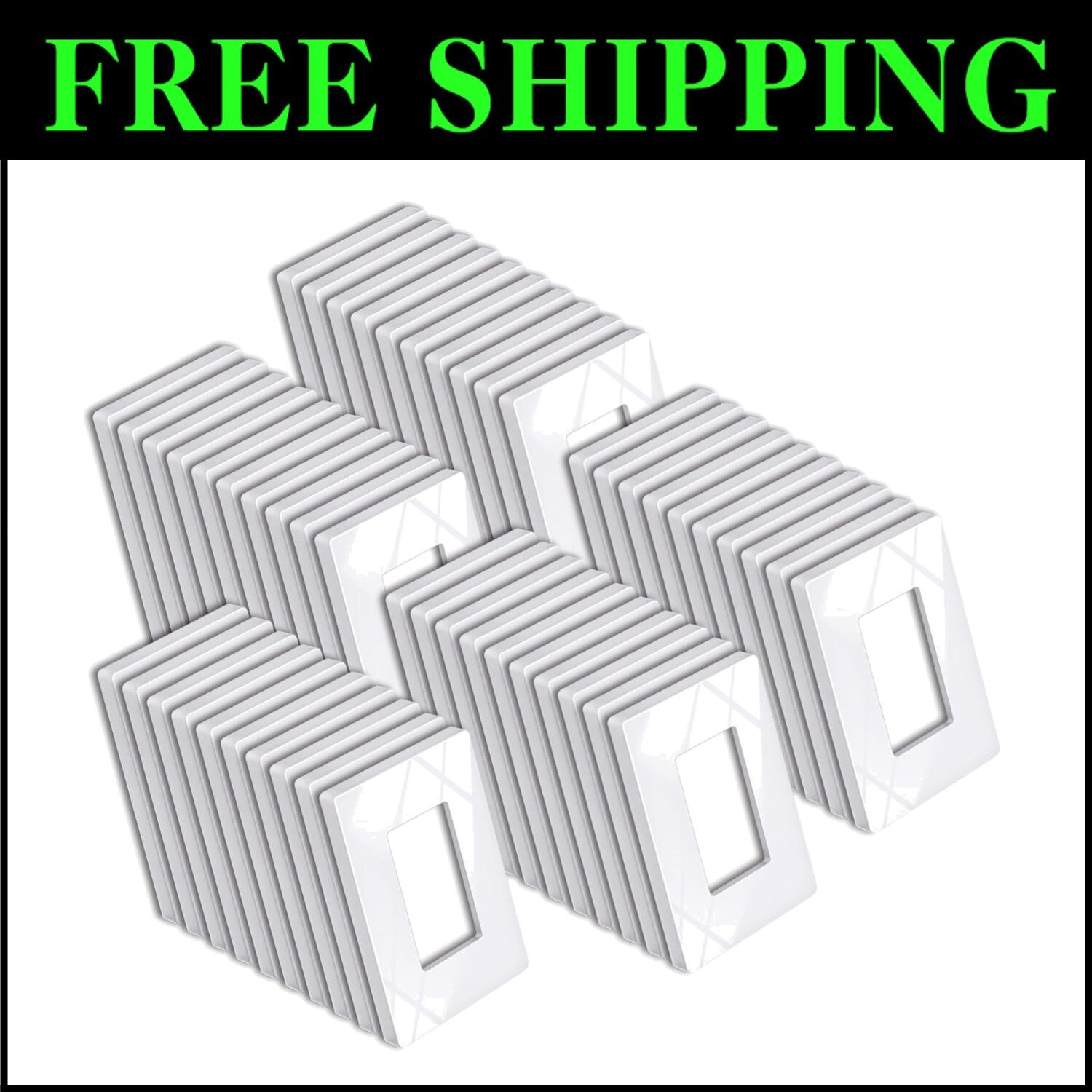 Ultra-Safe 1 Gang Screwless Wall Plates - 50 Gloss Snow White Covers, Easy Clean