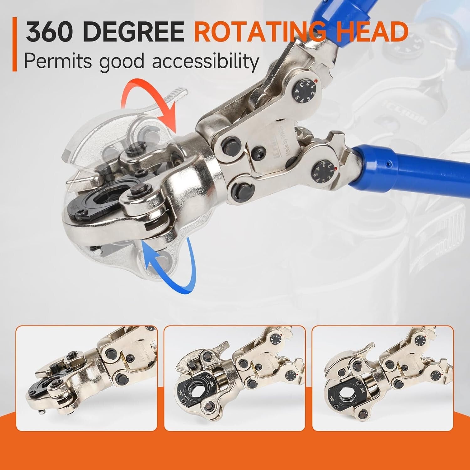 Premium Copper Crimping Tool with 1/2, 3/4, & 1-Inch Jaws for Quick Connections