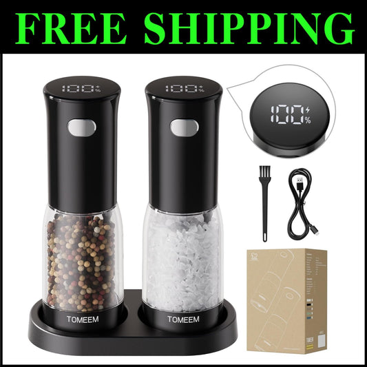 Electric Salt and Pepper Grinder Set with LED Light & Type-C Rechargeable Design