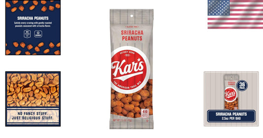 Bulk 36 Pack of Gluten-Free Spicy Hot Sriracha Peanuts - 2.5 oz Snack Packs