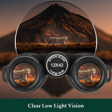 Load image into Gallery viewer, Lightweight 12x42 High Powered Binoculars with Phone Adapter for Bird Watching