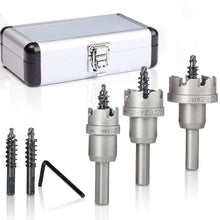 Load image into Gallery viewer, 3-Piece Carbide Hole Saw Kit for Precision Metal Drilling - Includes Pilot Bits