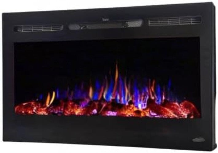 Smart Electric Fireplace 36" – Chic Wall Recessed with Alexa & 30 Flame Options