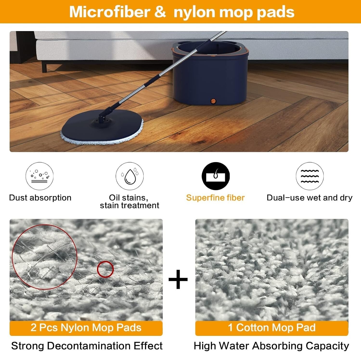 360-Degree Spin Mop System with Telescopic Handle for Easy Floor Cleaning