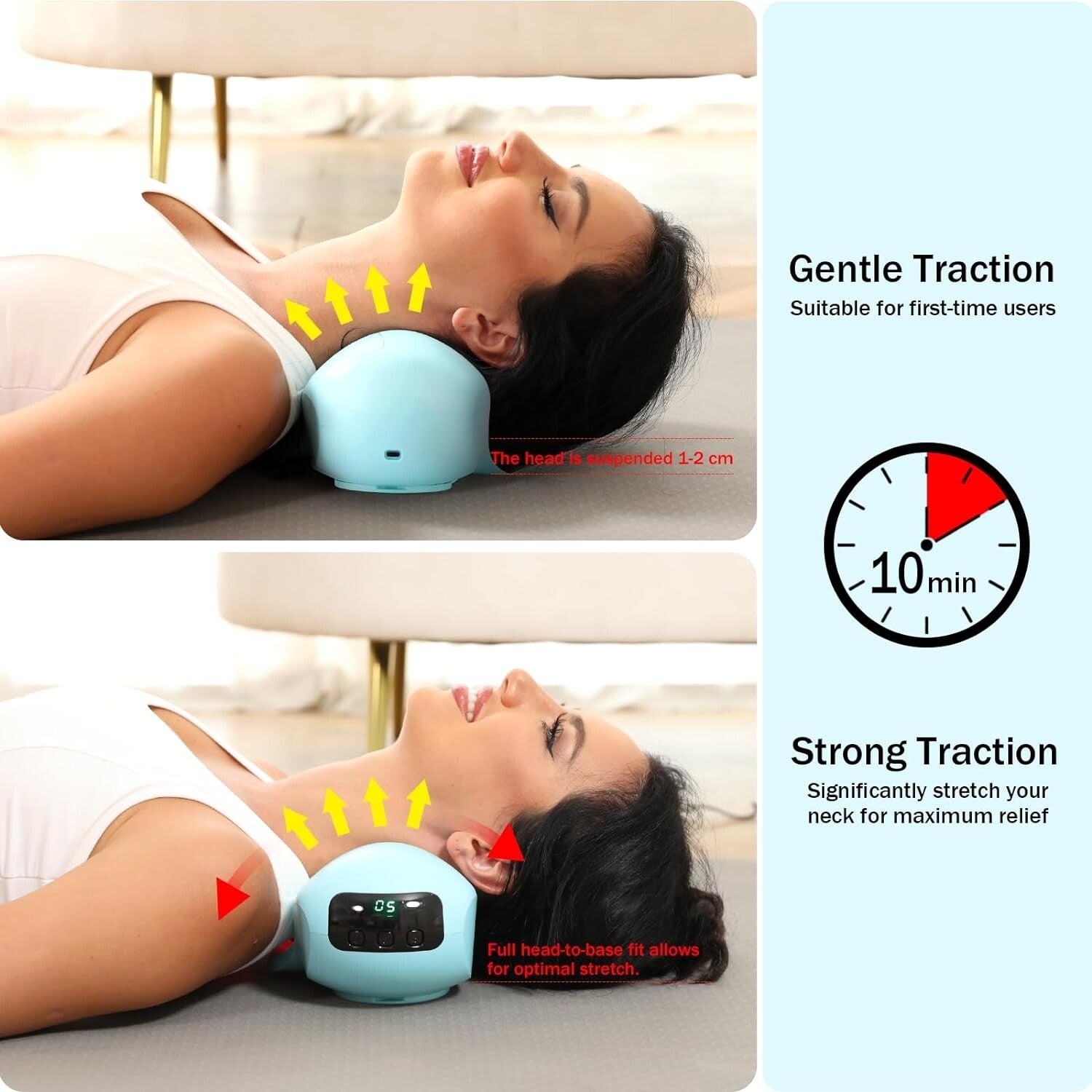 Cervical Traction Device with Red Light Therapy for Effective Neck Pain Relief