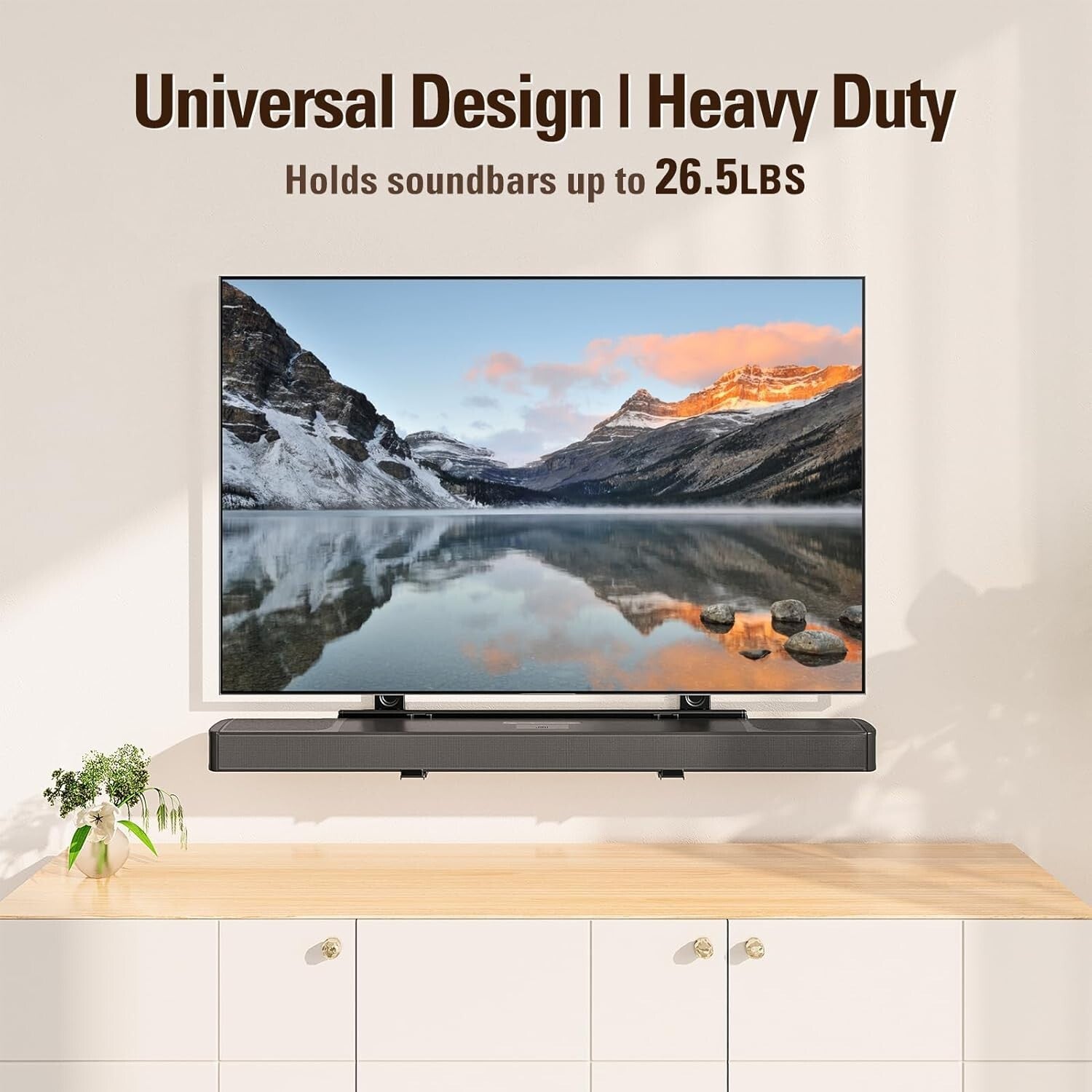 Adjustable Soundbar Mount for Most Brands, Space-Saving Design for Smart Homes