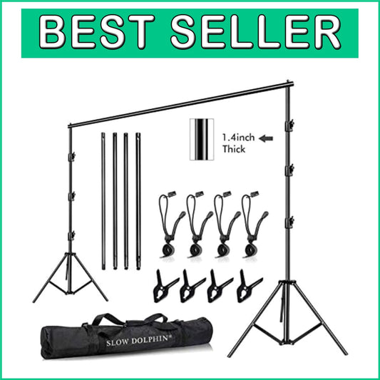 All-in-One 10x10Ft Heavy Duty Adjustable Backdrop Support System with Carry Bag