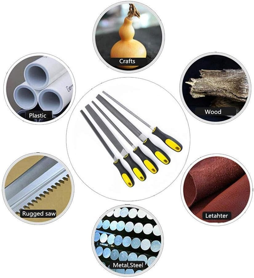Ergonomic 10-Inch Metal File Set with Lifetime Warranty - 5-Piece Collection