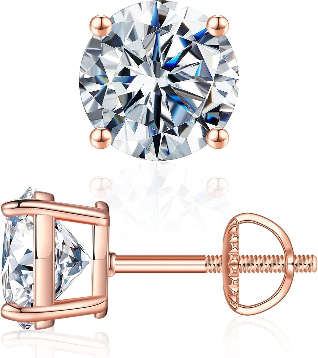 Elegant Moissanite Stud Earrings with 14K Gold Vermeil, Perfect Gift Packaging