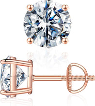 Load image into Gallery viewer, Elegant Moissanite Stud Earrings with 14K Gold Vermeil, Perfect Gift Packaging