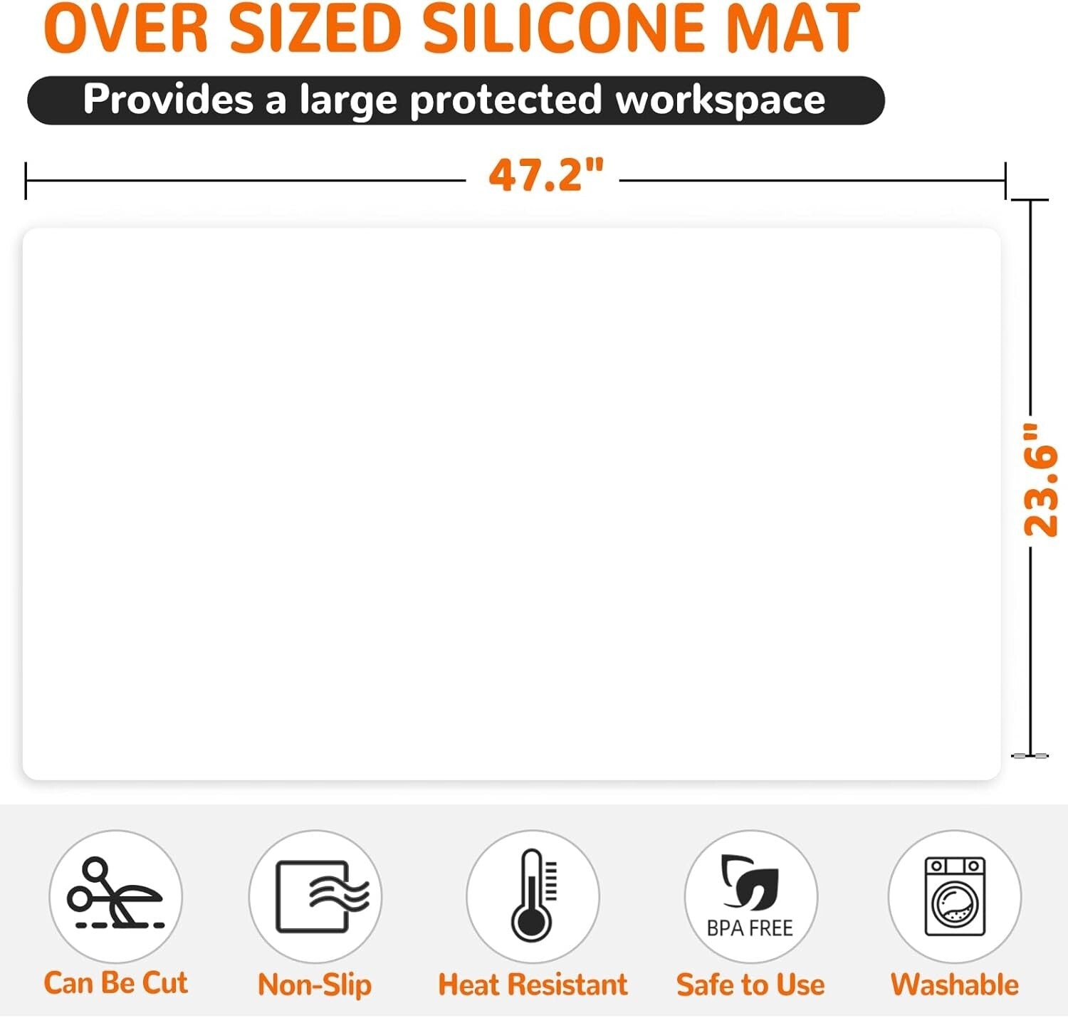 Extra Large 47" x 23" Waterproof Silicone Mat - Kitchen Countertop Protector