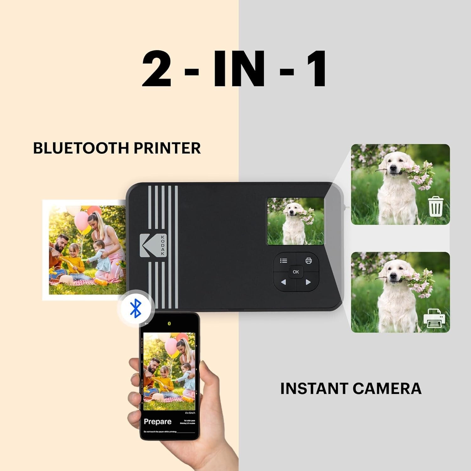 Portable Mini Shot 3 Retro Instant Camera & 60 Sheet Photo Printer Bundle, White