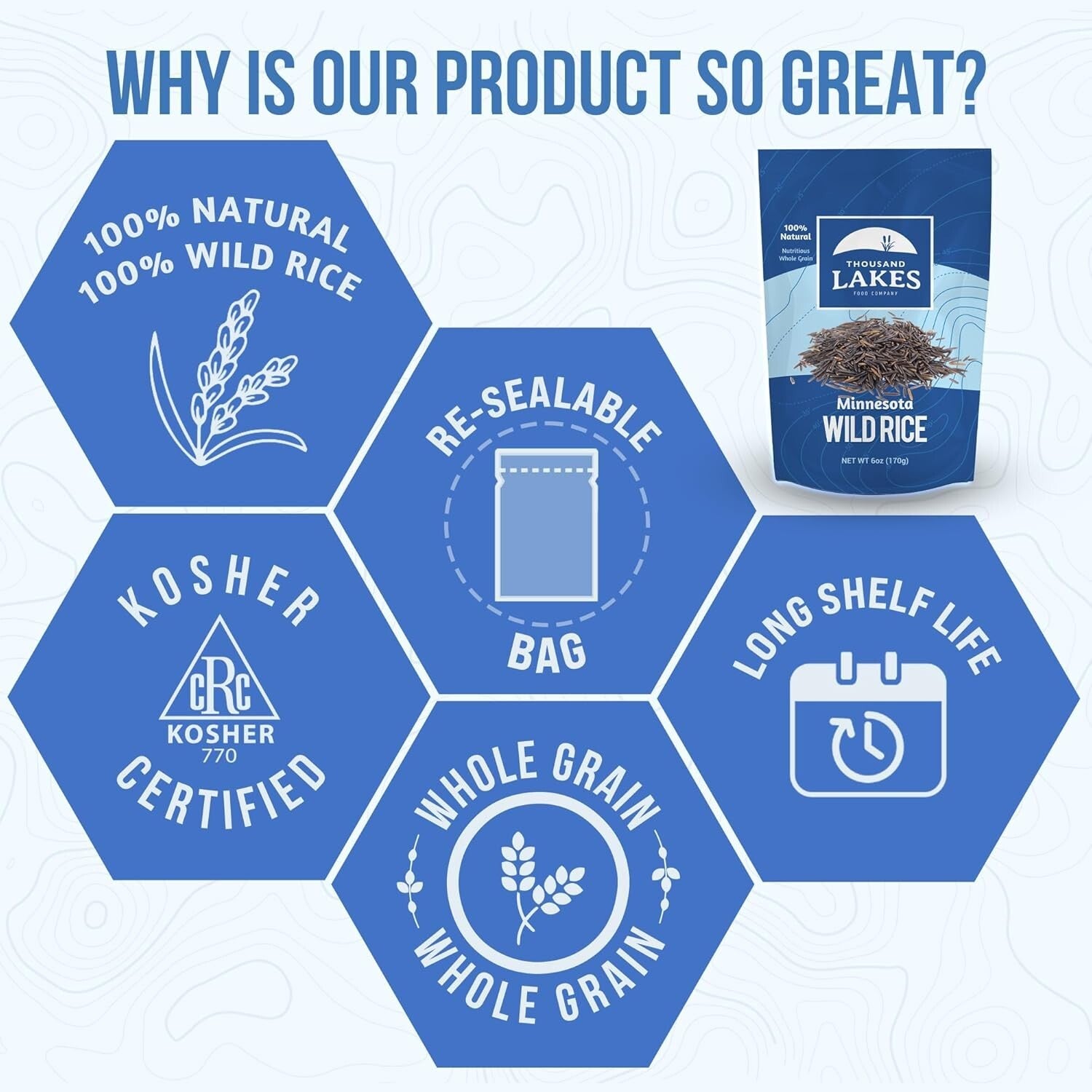 5 lb All Natural Minnesota Grown Wild Rice - High Protein, Gluten-Free Option