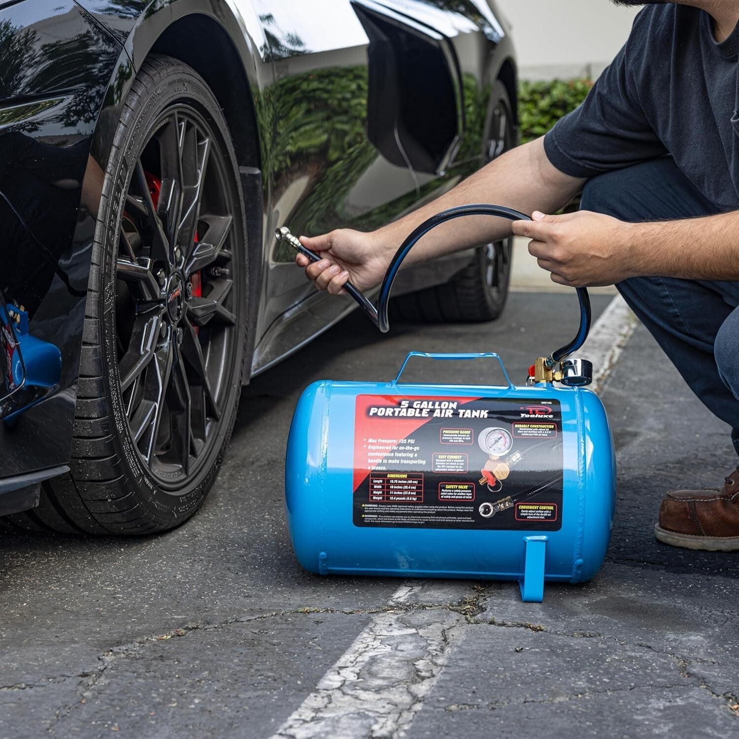 Versatile 40-Inch Hose Air Tank - 125 PSI, Ideal for Tire Inflation & Projects