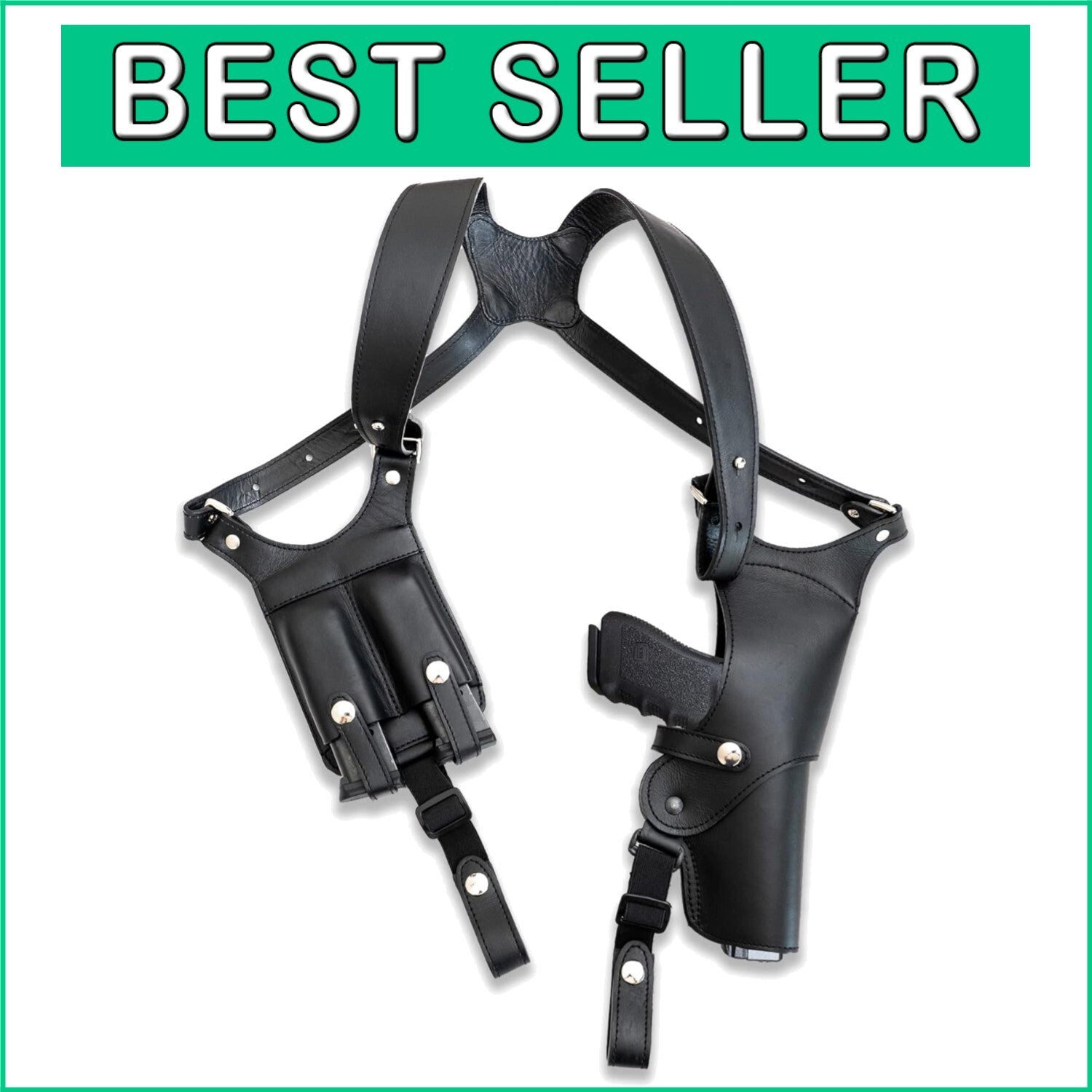 Dual Magazine Pouch Leather Shoulder Holster - Perfect for Concealed Carry