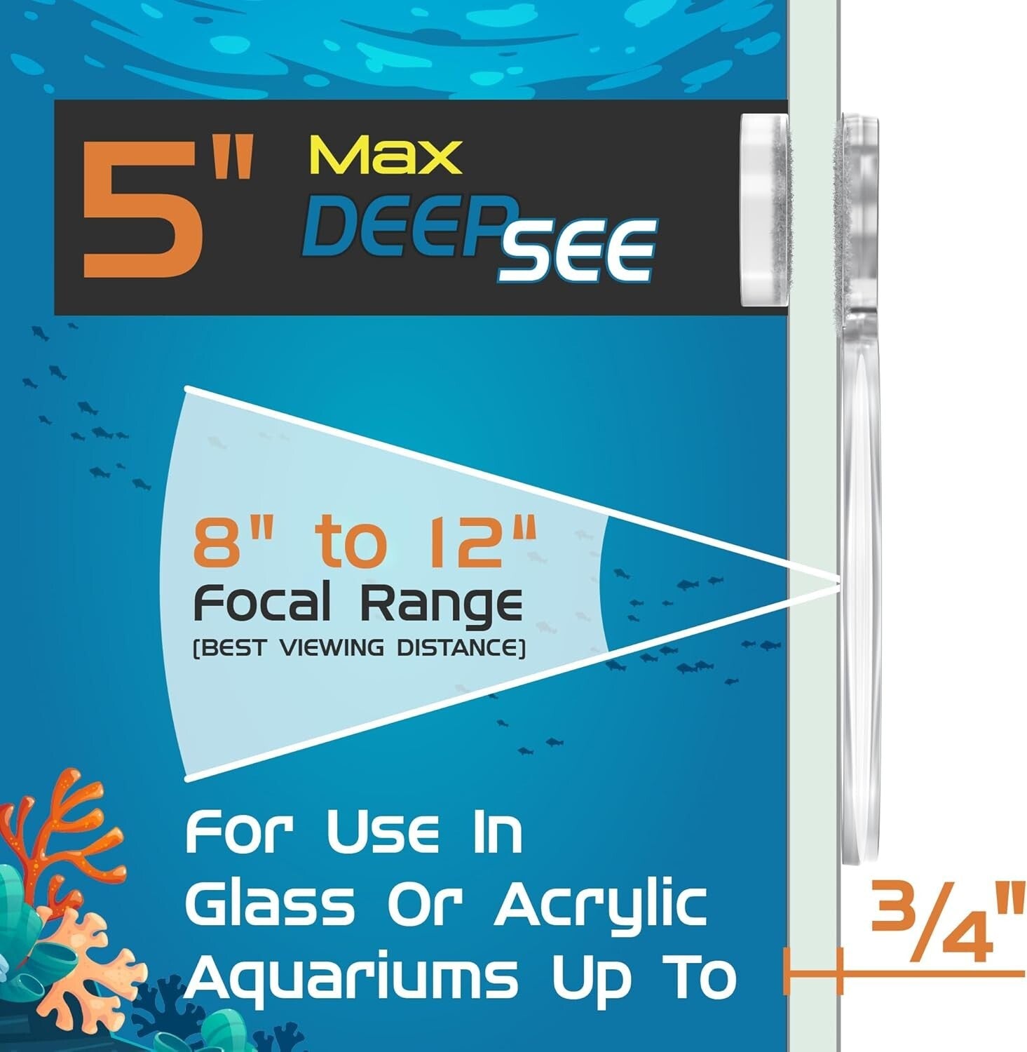 Lightweight 5" Aquarium Magnifying Glass - Ideal for Underwater Videography