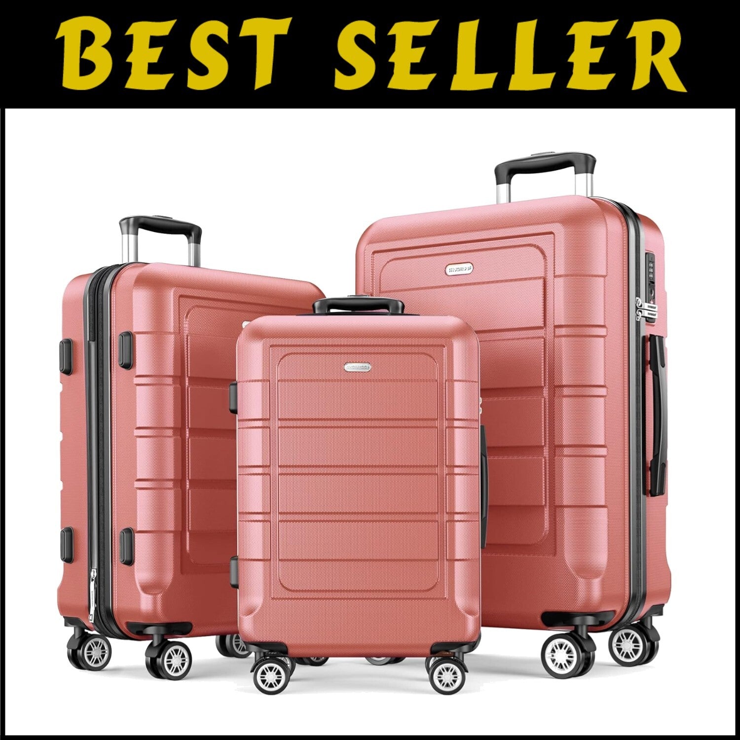 Lightweight Expandable Luggage Set with TSA Lock - Elegant Rose Gold Collection