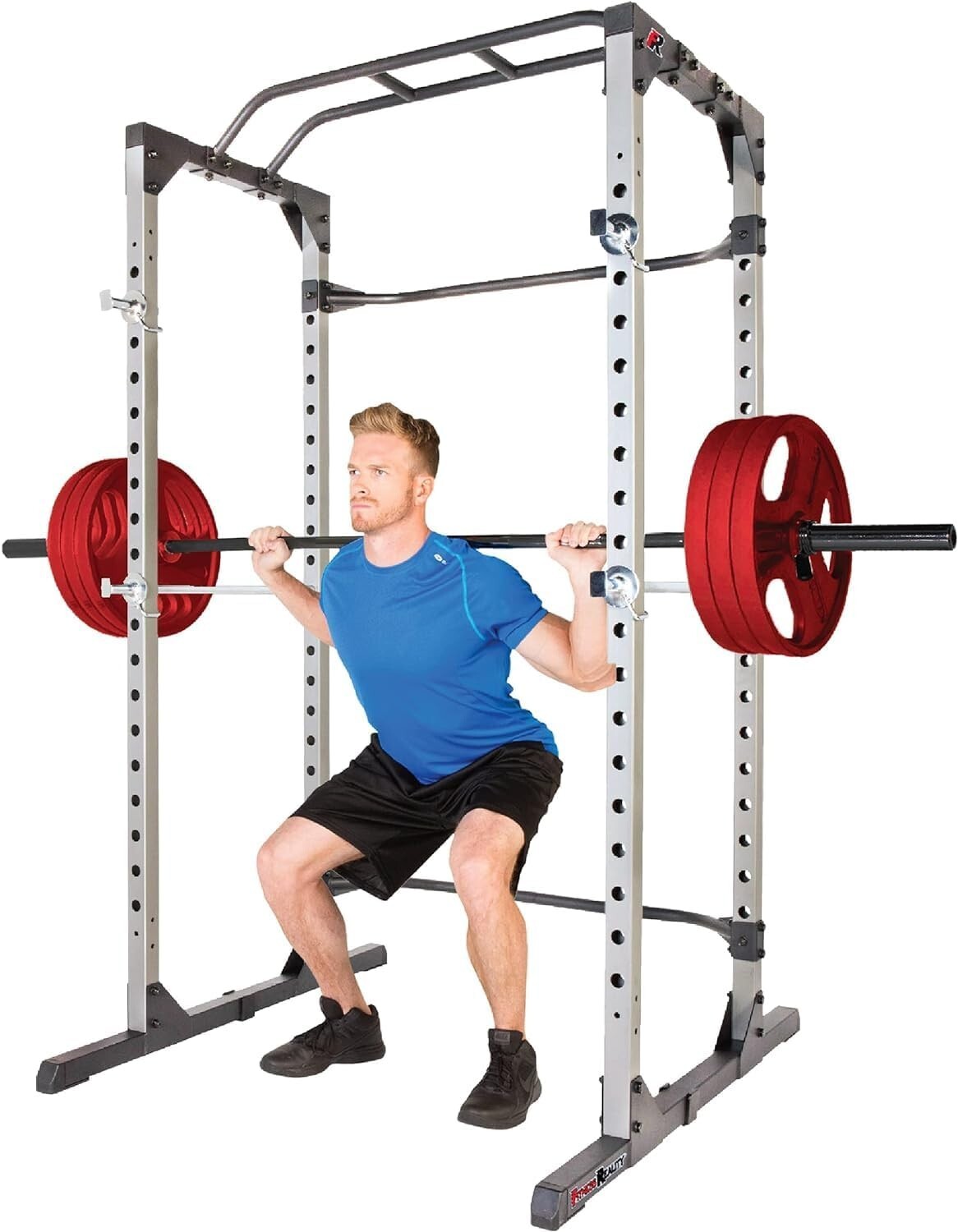 Versatile Power Cage with Multi-Grip Pull-Up Bar and LAT Pulldown Attachment