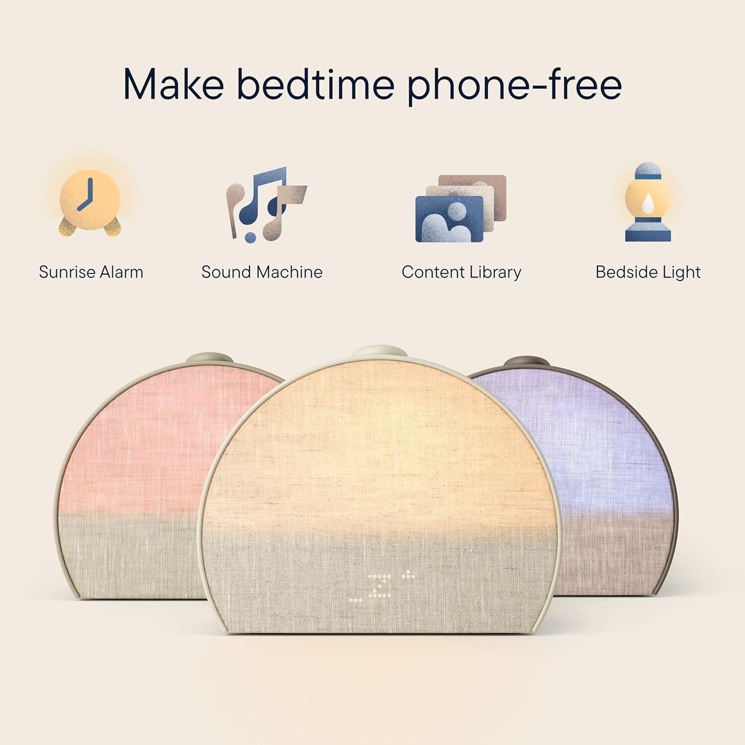 Greige Sunrise Alarm Clock & Sound Machine for Serene Sleep - Compact Design