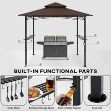 Load image into Gallery viewer, Stylish 8' x 5' BBQ Canopy Gazebo with Waterproof Design and LED Lighting