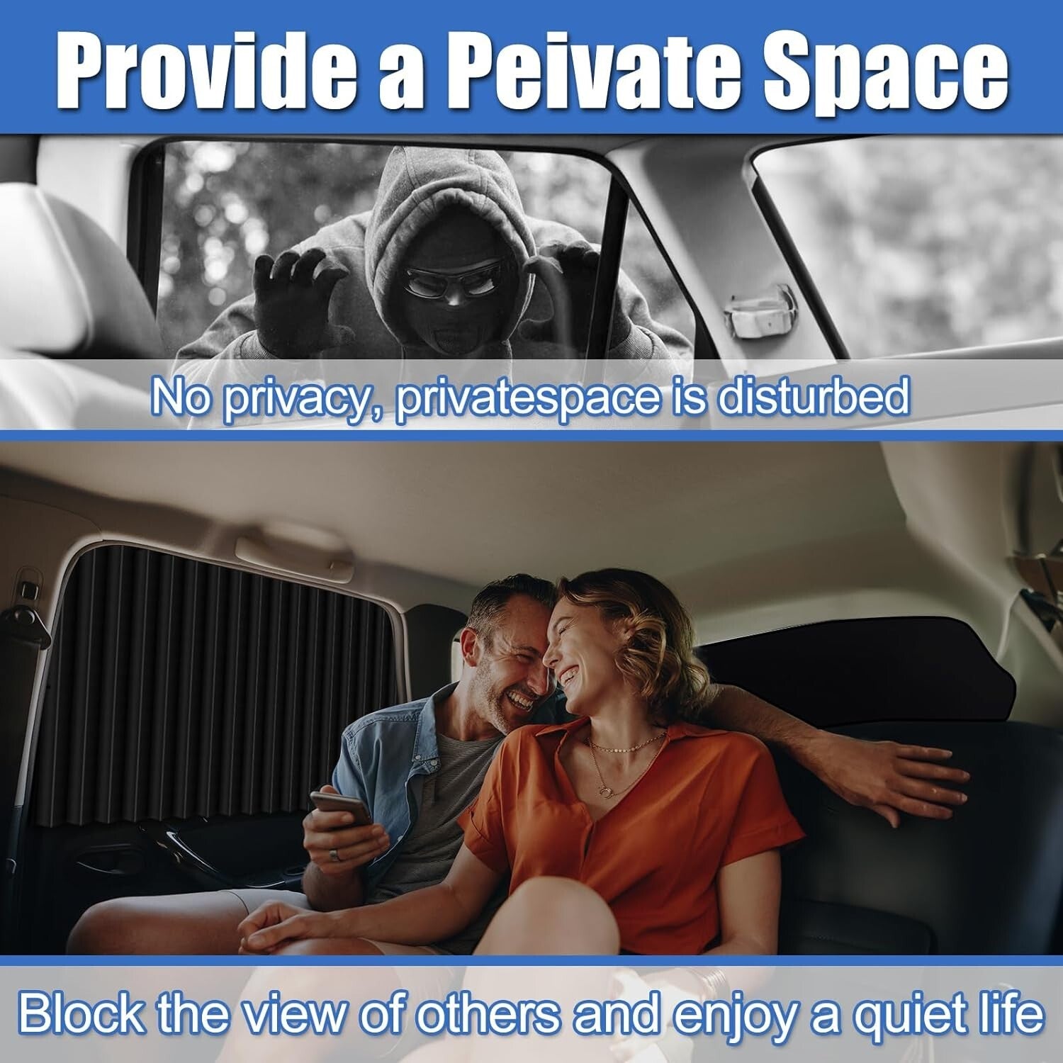 Car Window Shades with Strong Magnetic Attachments - Ideal for Camping & Napping