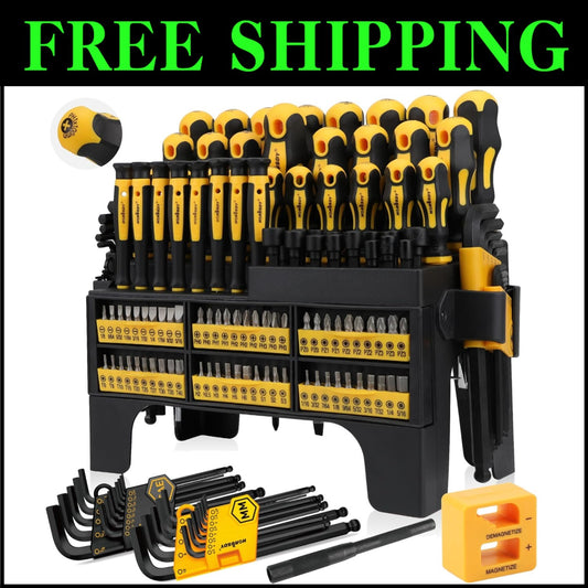 Versatile 140-Piece Tool Set with Magnetic Enhanced Screwdrivers & Racking Shelf
