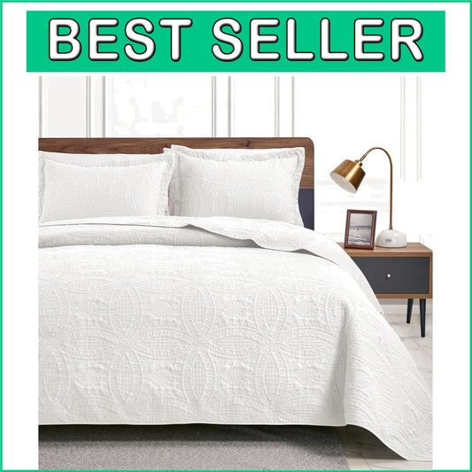 Elegant California King Coin Pattern Quilt Set - 3 Pieces for Year-Round Comfort