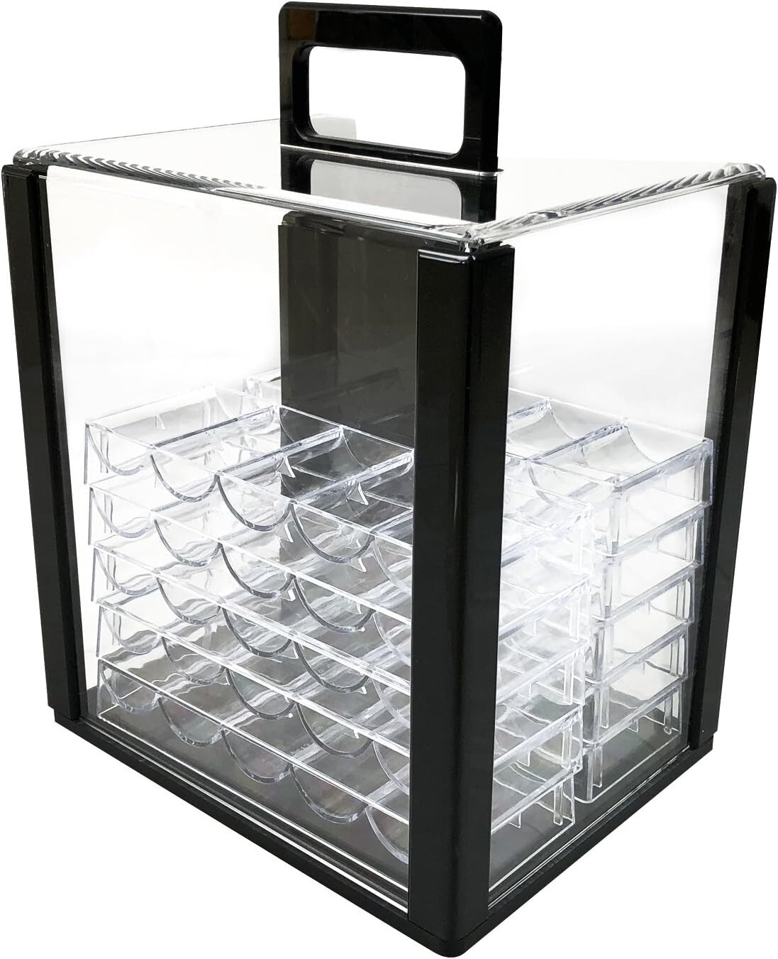 Compact Poker Chip Holder - 1000 Capacity with 10 Racks, No Assembly Needed