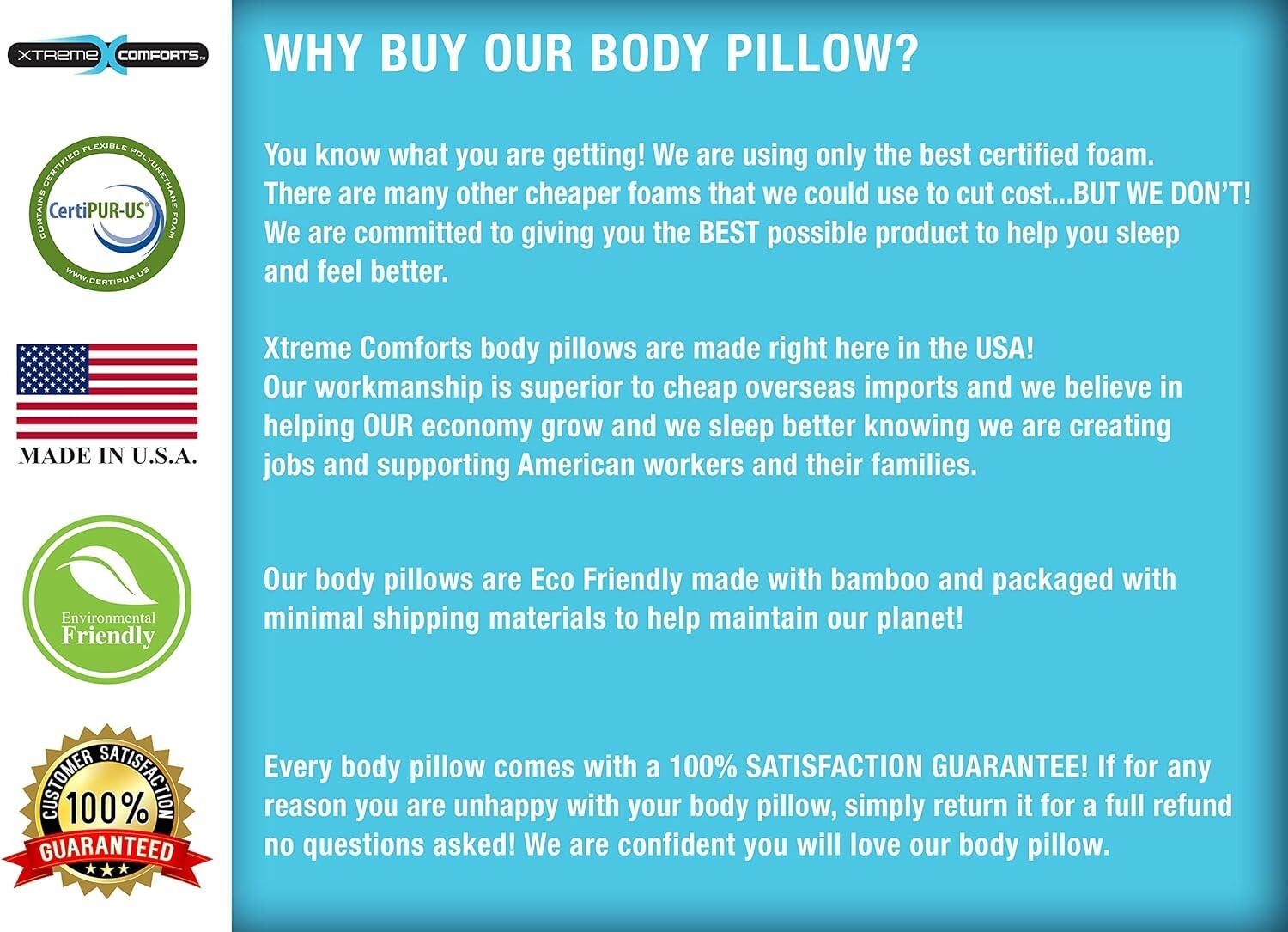 Adjustable Shredded Memory Foam Body Pillow - Allergy-Friendly & Firm Support