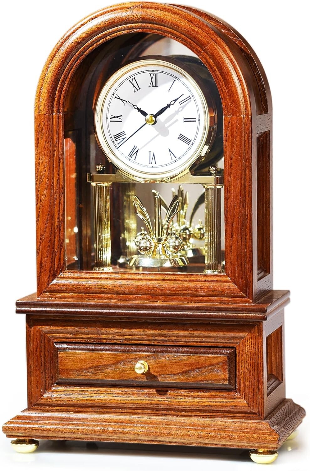 Antique Style Table Clock with Revolving Pendulum: Perfect Anniversary Gift