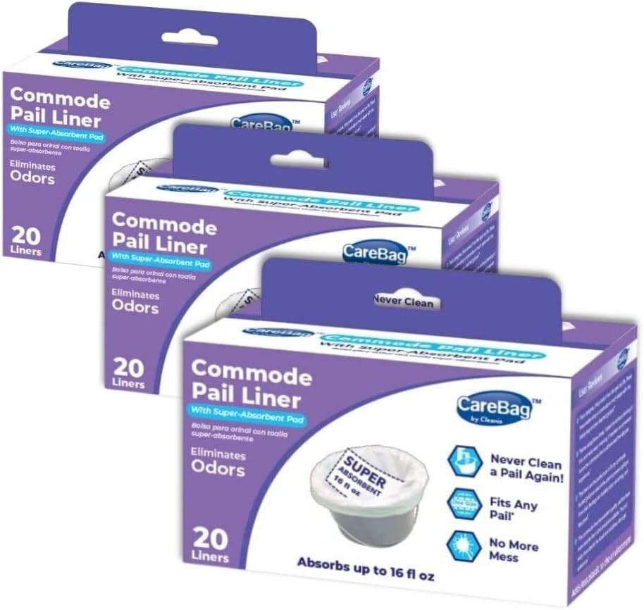 60pcs Disposable Commode Liners with Super Absorbent Pads for Total Hygiene