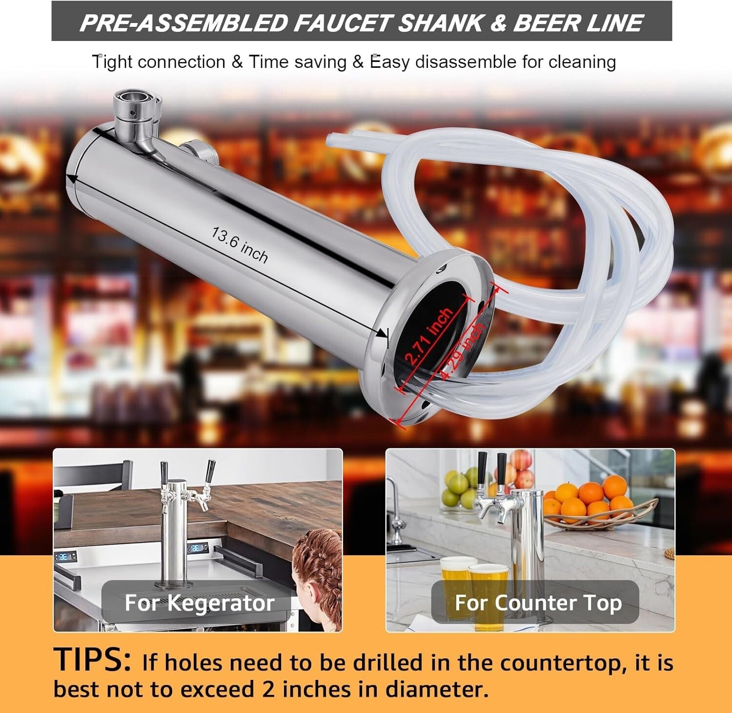 Elegant Beer Dispenser Tower with Brass Faucets - Perfect for Entertaining