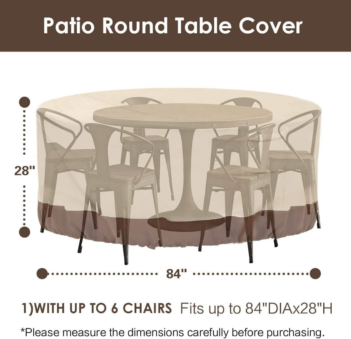 Durable and Stylish Round Patio Covers - Waterproof & UV Resistant, Fits 84" DIA