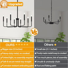 Load image into Gallery viewer, Elegant 8-Light Black Chandelier - Ideal for Foyer, Entryway, and Dining Areas