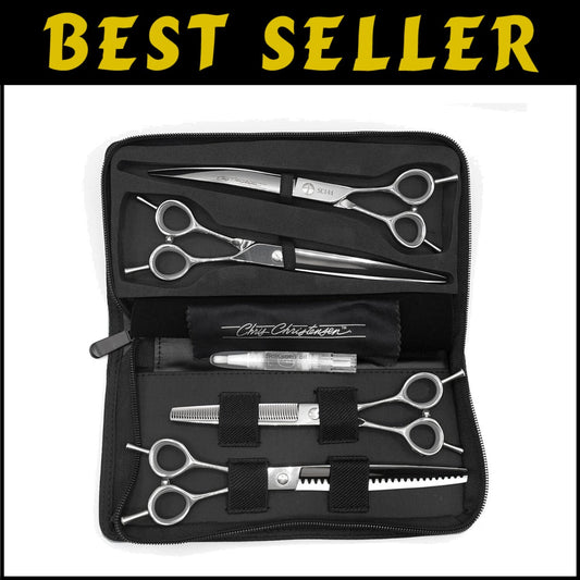 Ergonomic 4-Piece Grooming Shears Set with Convex Blades for Smooth Finishes