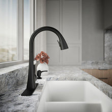 Load image into Gallery viewer, Dual Function Matte Black Kitchen Faucet with Soap Dispenser &amp; Secure Docking
