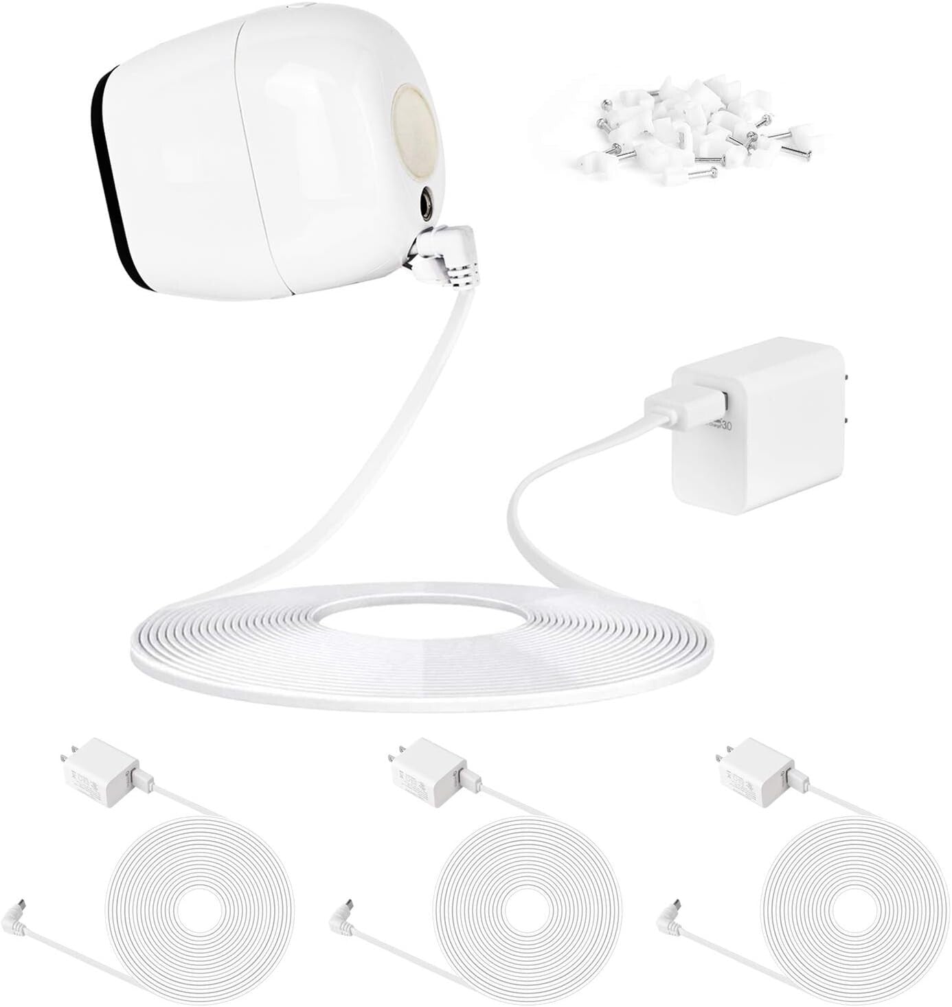 Easy Install 30FT Weatherproof Power Cables for Arlo Pro & Pro 2 with QC Adapter