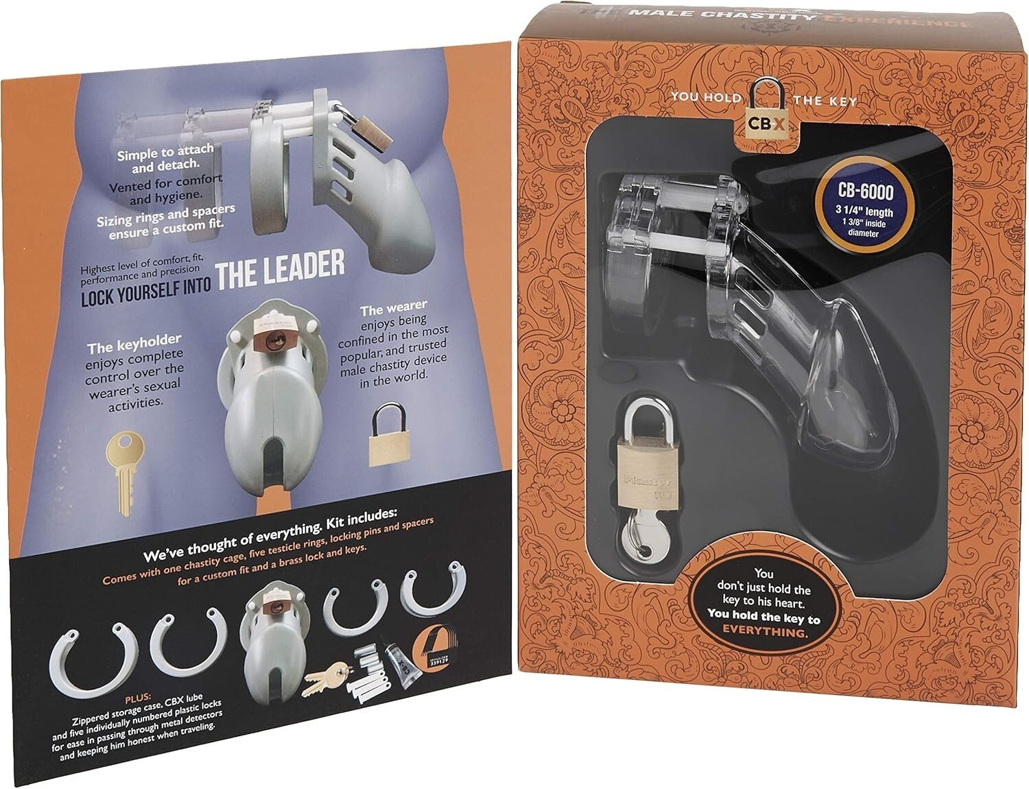 Vented Male Chastity Device - CB-6000 with Multiple Size Rings & Locking System