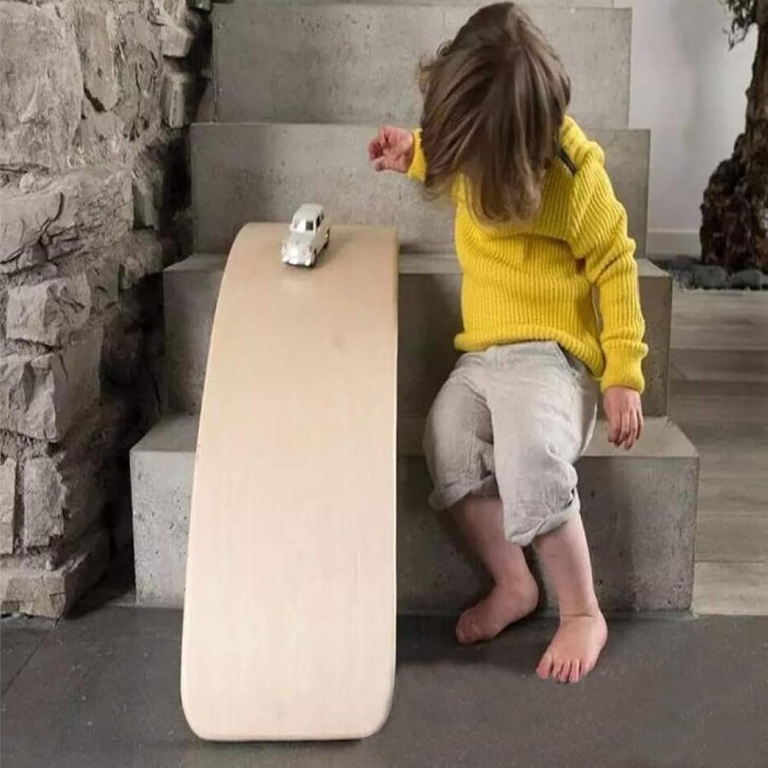 Natural Wooden Wobble Balance Board for Kids & Adults - 35 Inch Versatile Toy