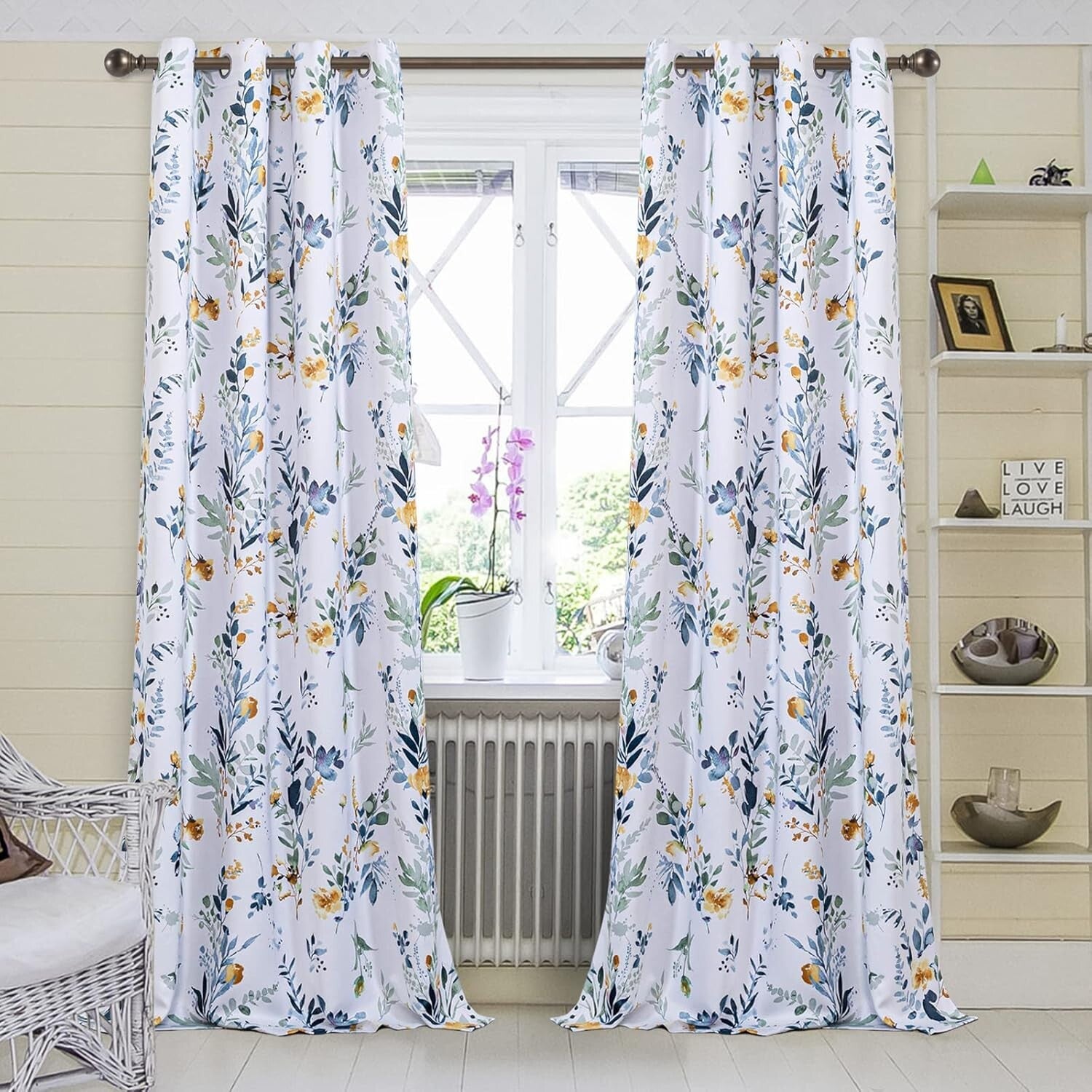Elegant Floral Curtains 84" Long - Insulated Grommet Drapes for Privacy