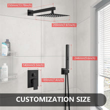 Load image into Gallery viewer, High-Pressure Matte Black Shower Faucet Set - Wall Mount 8" Rain &amp; Handheld