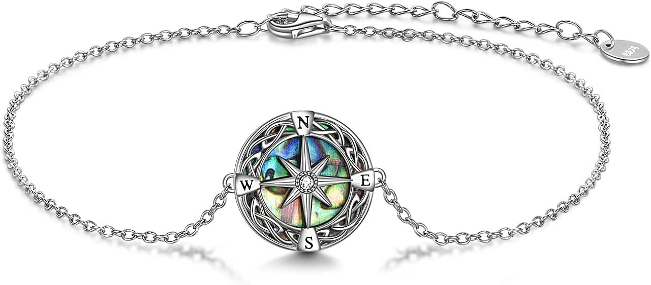 Sterling Silver Lighthouse & Compass Pendant Bracelet – Elegant Gift for Women