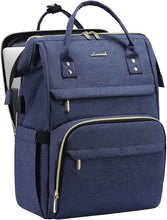 Load image into Gallery viewer, Versatile 15.6-Inch Navy Backpack with Laptop Compartment &amp; 22 Pockets for Women