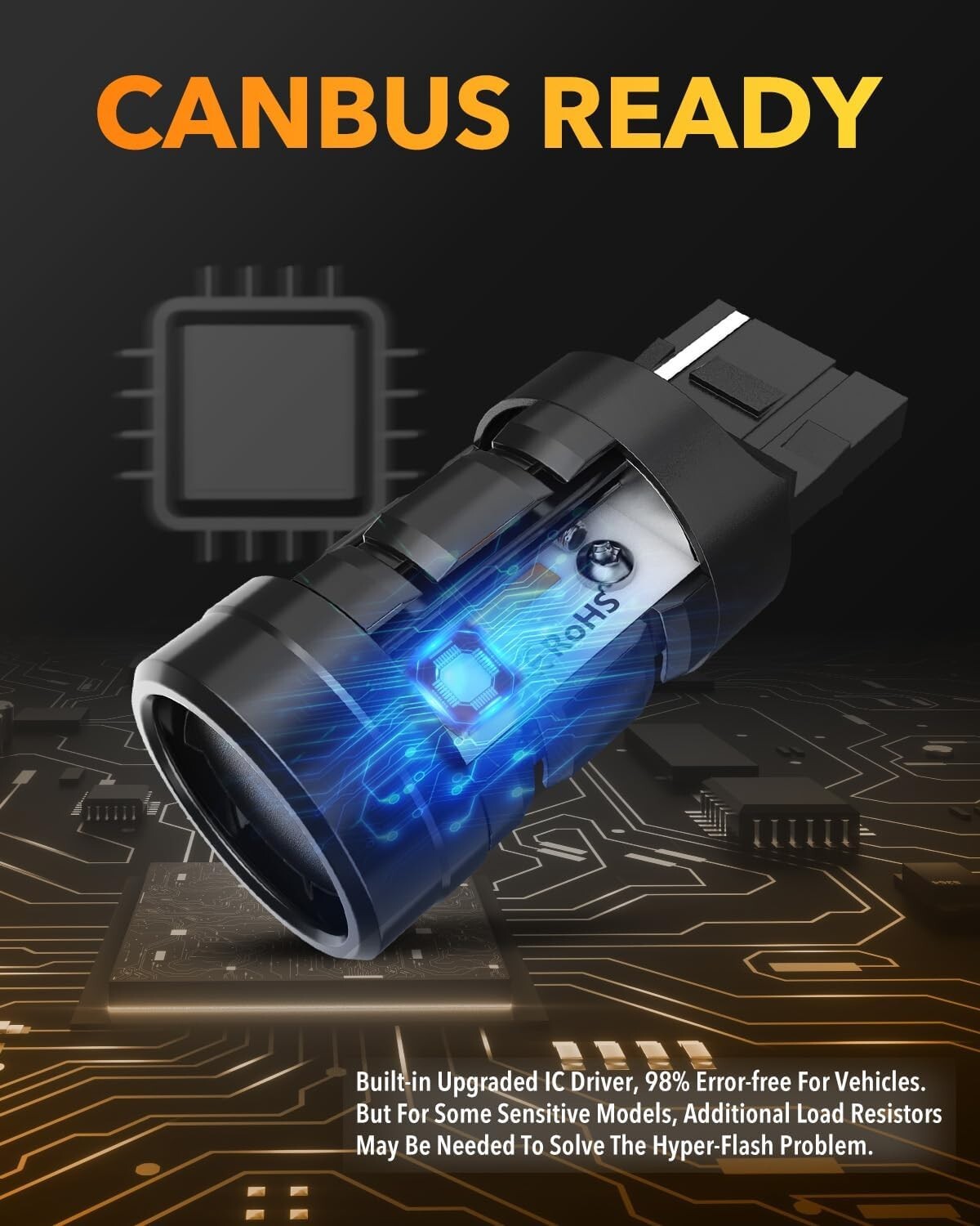 Amber Yellow 7443 Blinker Bulbs - 4000 Lumen, Long Life, Error-Free Performance