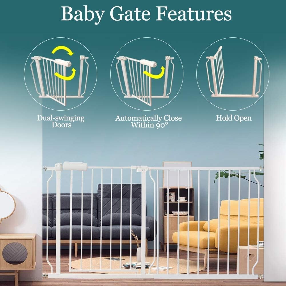 Stylish Pressure Mounted Child & Pet Gate – Fits Wide Openings 24-81 Inches