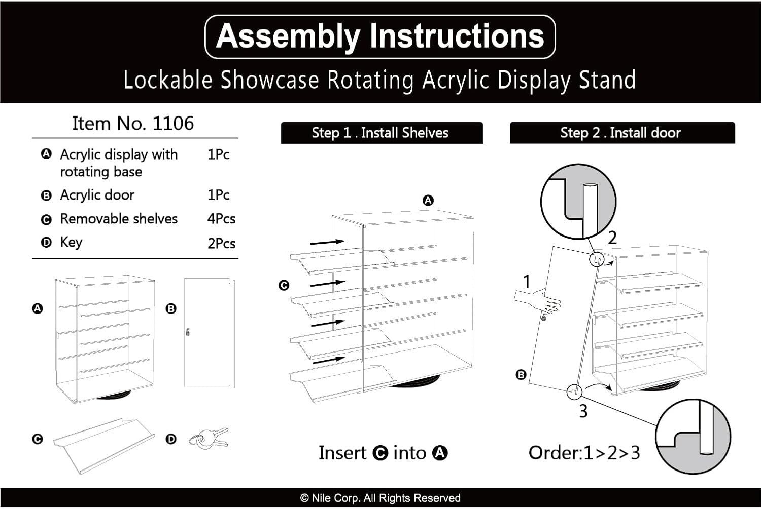 Premium 4-Tier Acrylic Display Case for Sunglasses & Collectibles - Rotating