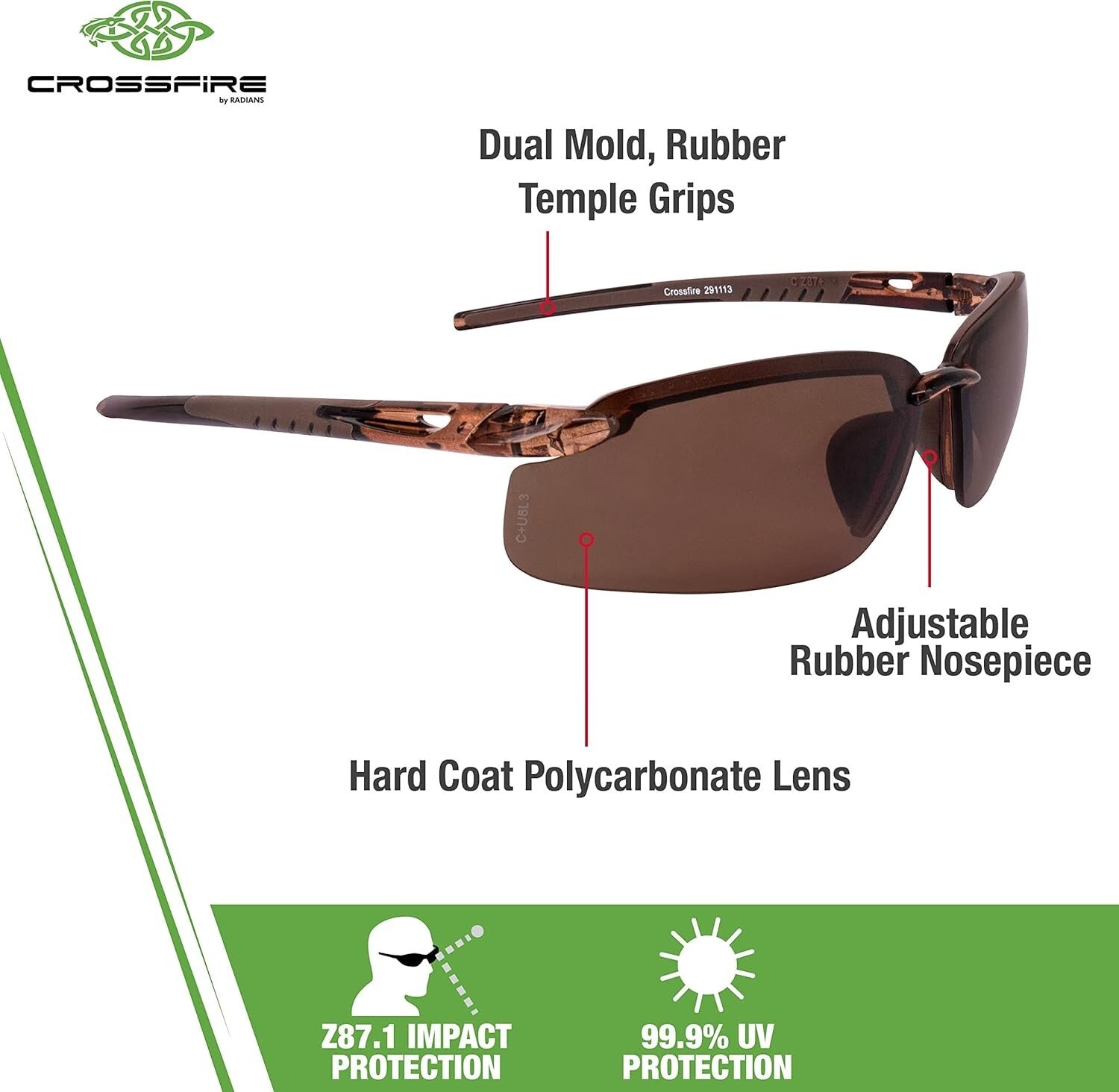 ES5 Ultralight Safety Eyewear with Adjustable Nosepiece & UV Protection