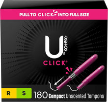 Load image into Gallery viewer, Click Compact Tampons - 180 Count Unscented, Super Absorbency, On-the-Go Comfort